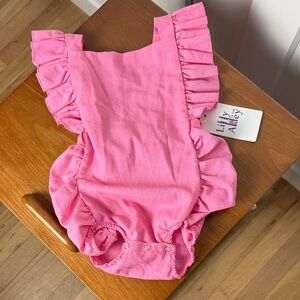 NWT Pink Ruffled Baby Romper 100% cotton Lilly in the Alley